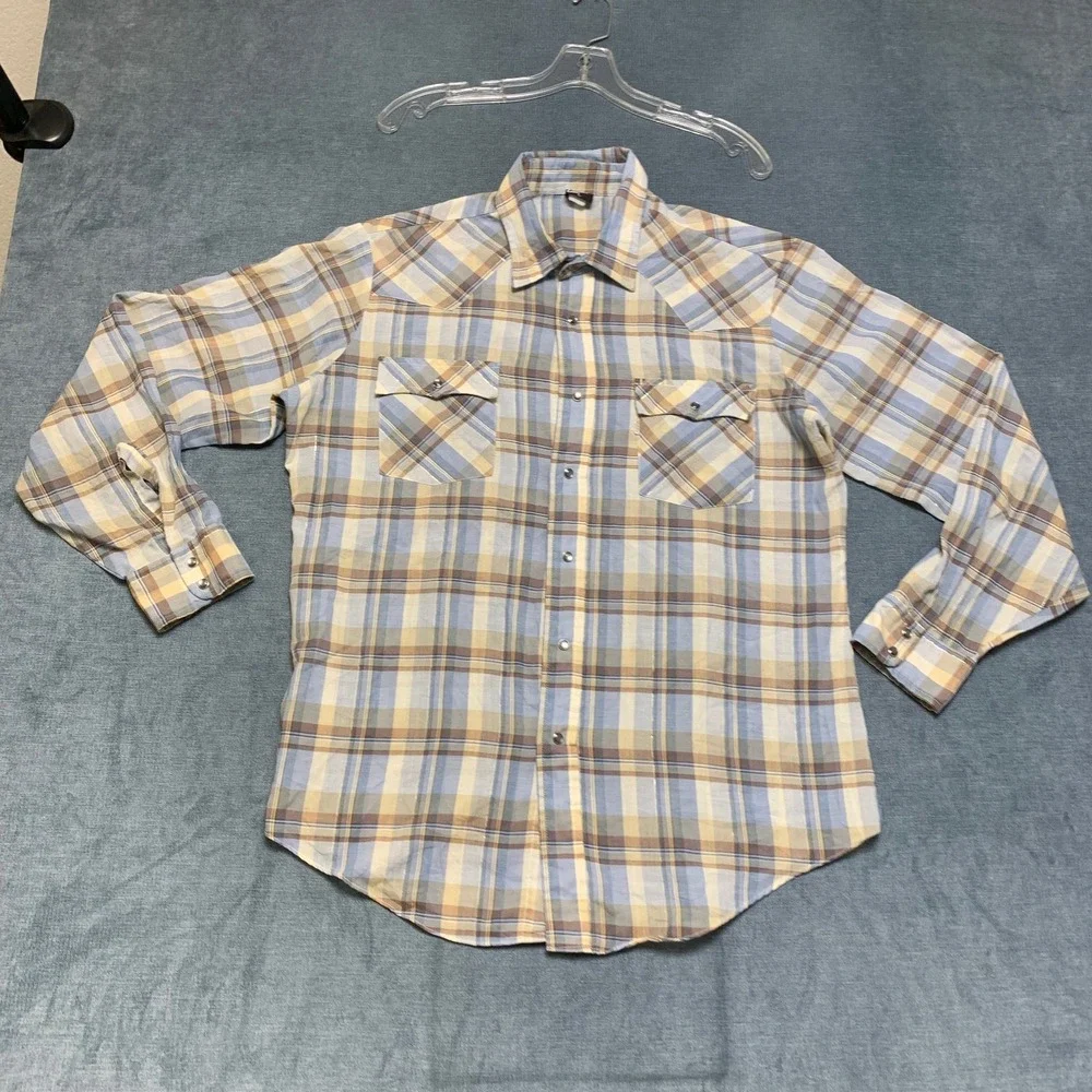 Levi's Western Shirt Men Large Multicolor Plaid Cowboy Rodeo Collared Snap Front